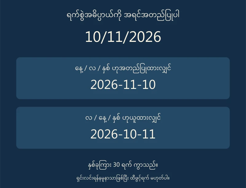 နေ့လနှစ်ဖြင့်10/11/2026 ကိုဖတ်လျှင်2026-11-10၊ လနေ့နှစ်ဖြင့်ဖတ်လျှင်2026-10-11ဖြစ်ပုံ