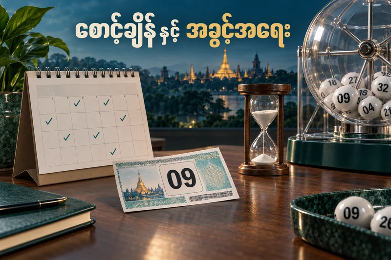 ထီလက်မှတ် 09၊ ပြက္ခဒိန်နှင့် နာရီကို စောင့်ချိန်ရှင်းပြရန် ဖန်တီးထားသောပုံ